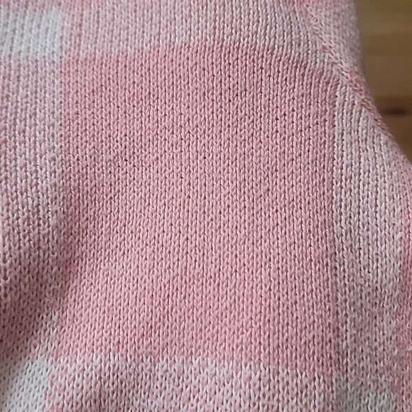 Pink and white mock neck sweater ribbed flare sleeves no tags see measurements - Picture 14 of 14